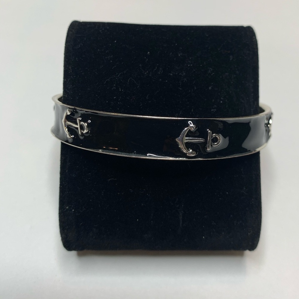 J Crew Gray Enamel Silver Anchors Bracelet